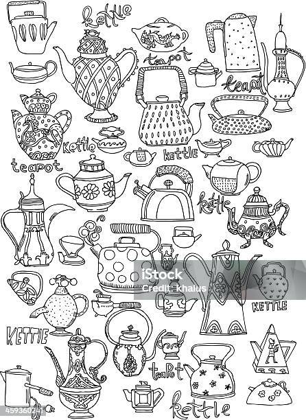 Tea Background Stock Illustration - Download Image Now - Kitchen, Doodle, Pattern