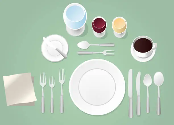 Vector illustration of Formal Place Setting Table