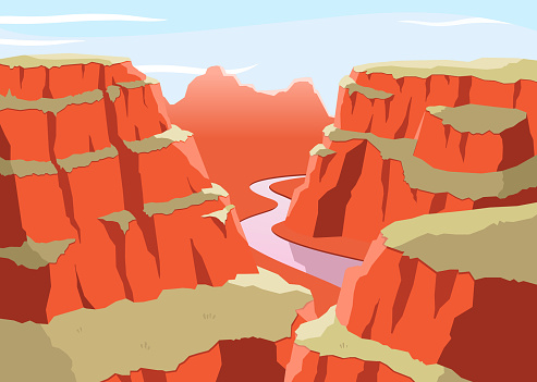 Grat Canyon National Park Arizona United States Colorado Plateau seven natural wonders, vector illustration cartoon.
