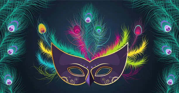 Vector illustration of Mardi Gras Venetian Mask Ornaments 2