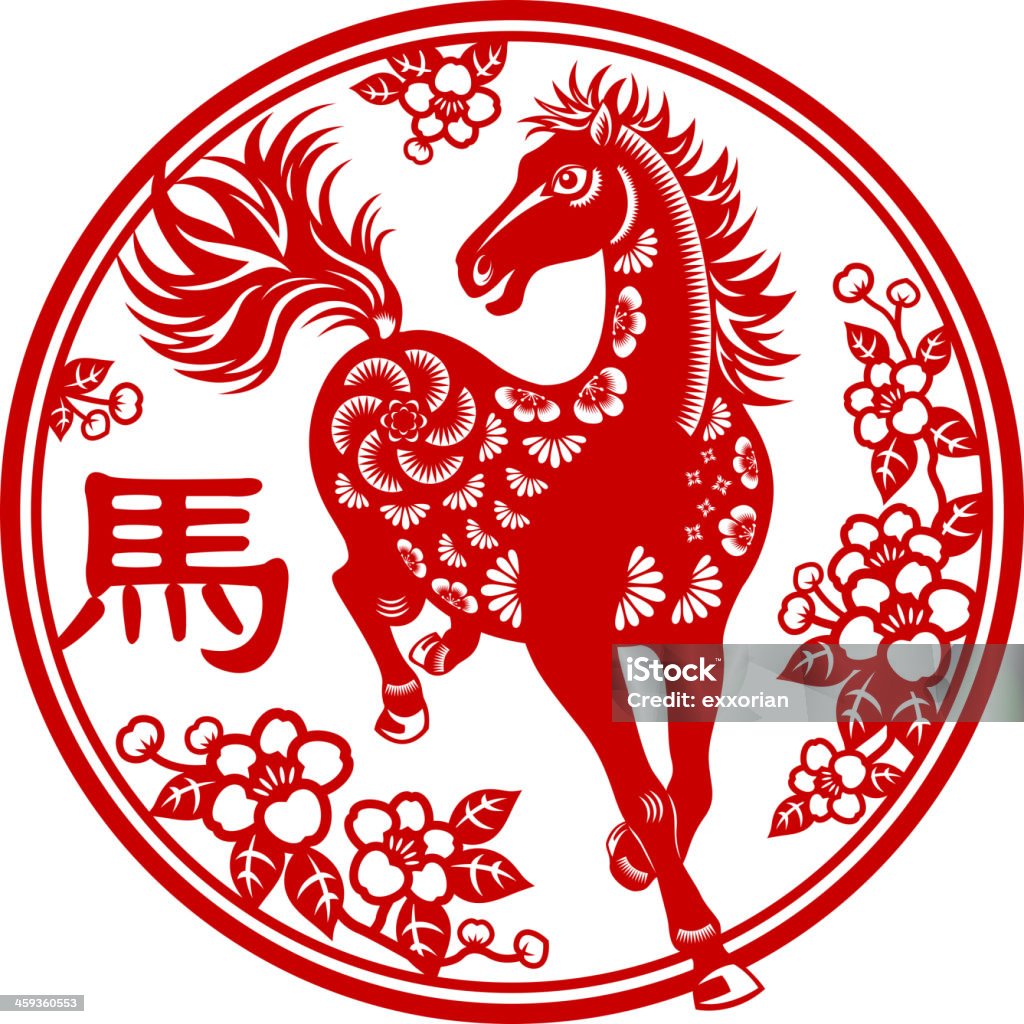 Year of the Horse Paper-cut Art Year of the Horse paper-cut art. EPS10. Animal stock vector