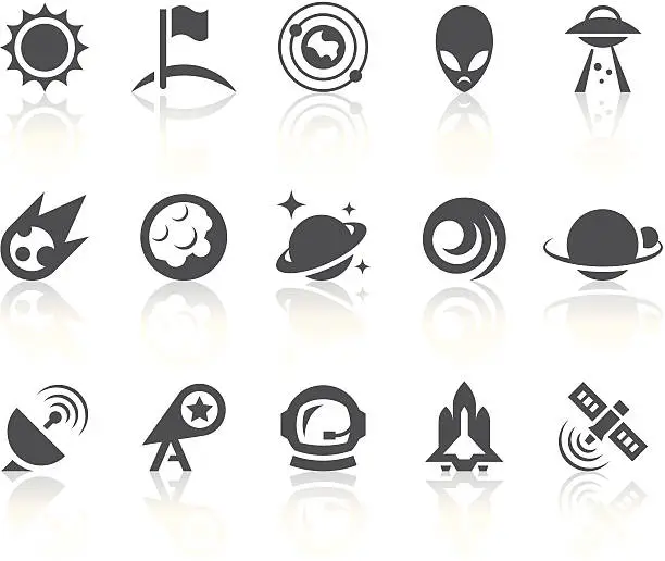 Vector illustration of Outer Space Icons | Simple Black Series