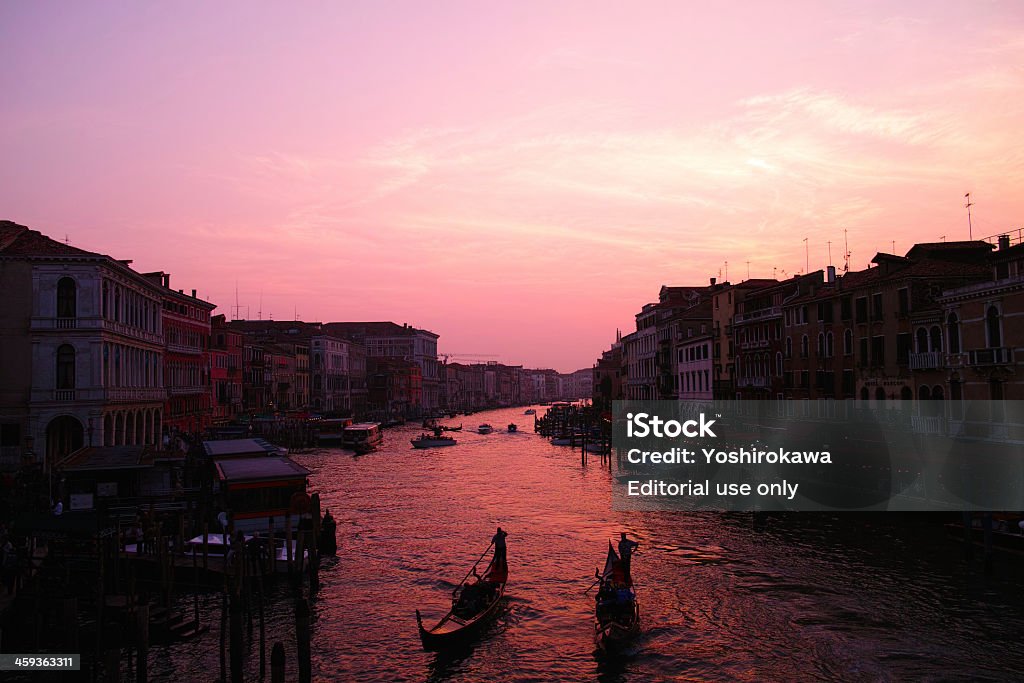 Sonnenuntergang von Rialto-Brücke - Lizenzfrei Alt Stock-Foto