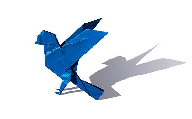 istock Blue Origami bird robin isoated on white 459366507