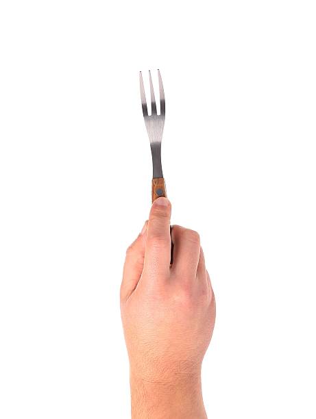 istock Close up of kitchen fork in hand. 459370779