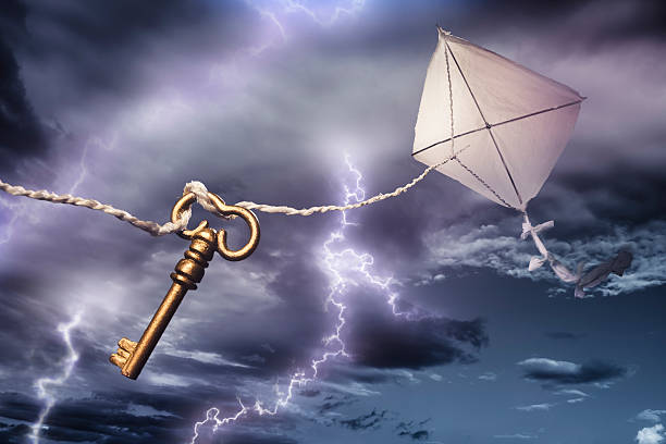 istock Kite getting struck by a bolt of lightning 459374725