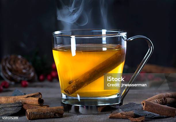 Hot Toddy Cocktail Drink With Cinnamon Stock Photo - Download Image Now - Hot Apple Cider, Rum, Steam