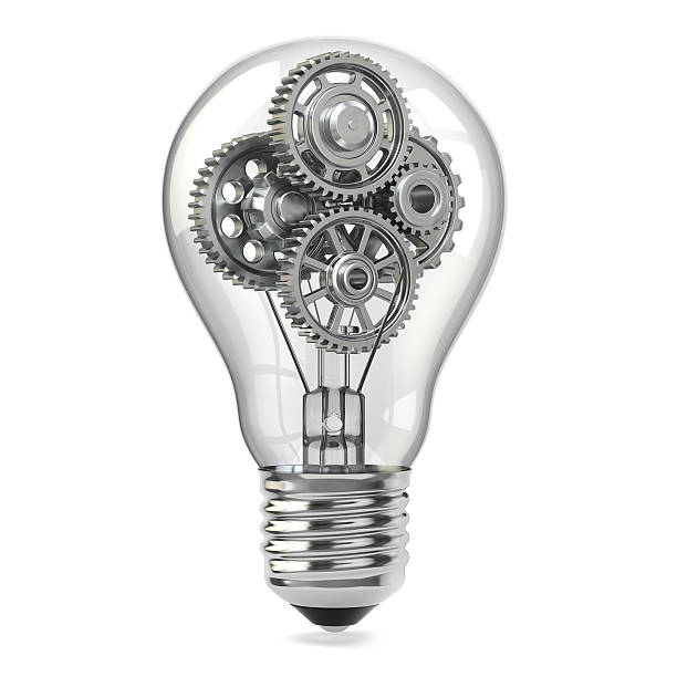 istock Light bulb and gears. Perpetuum mobile idea concept. 459378563