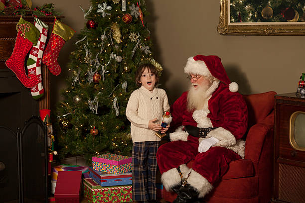 istock Young boy excited to see the real Santa 459378621