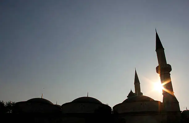 Photo of Silhouette of Old Mosque in Edirne, Turkey