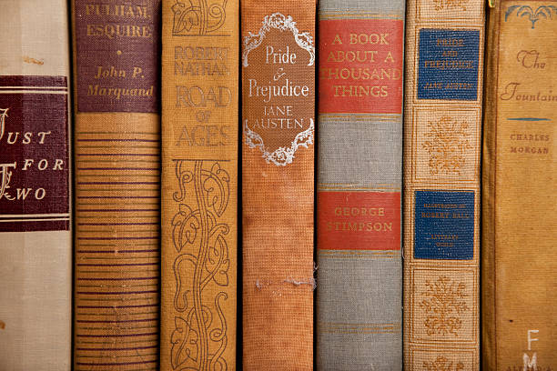 Vintage Hardcover Books from Early 1900s stock photo