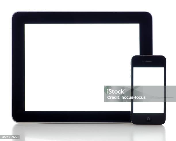 Ipad And Iphone 4 With White Screen Stock Photo - Download Image Now - Apple Computers, Big Tech, Black Color