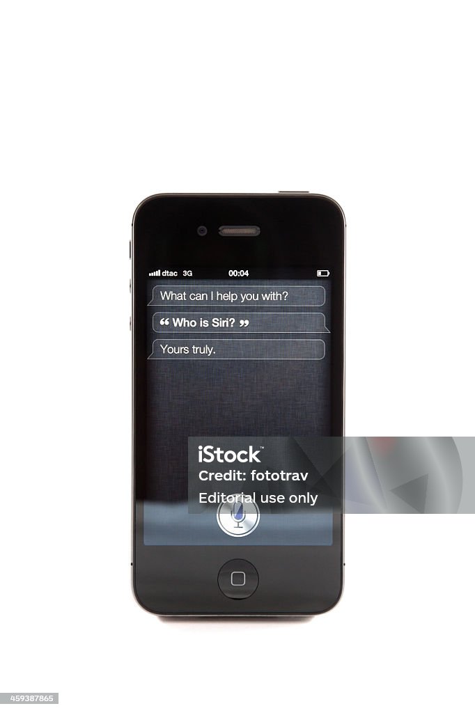 iPhone 4S-que é Siri? - Foto de stock de A caminho royalty-free