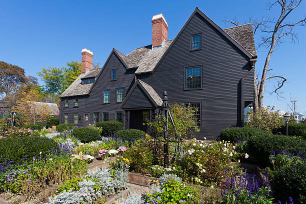 House of the Seven Gables Salem, MA, USA - October 10, 2011: The House of the Seven Gables is one of the oldest houses in the United States, the subject of a famous book by Nathaniel Hawthorne, and a well-known tourist attraction. salem massachusetts stock pictures, royalty-free photos & images