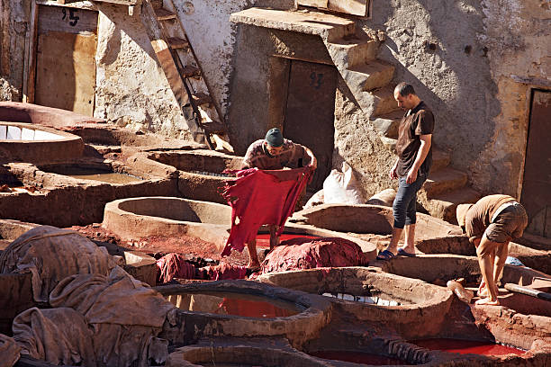Chouwara Leather traditional tannery in ancient medina of Fes, Morocco