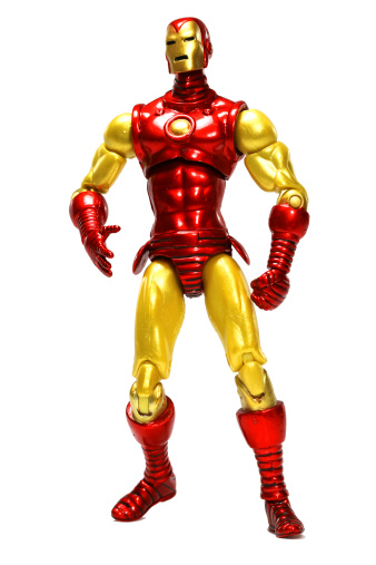 Vancouver, Canada - September 24, 2011: A toy Iron Man, from the comics of the same name, strikes a heroic pose. The toy is part of the Hasbro action figures toy line.
