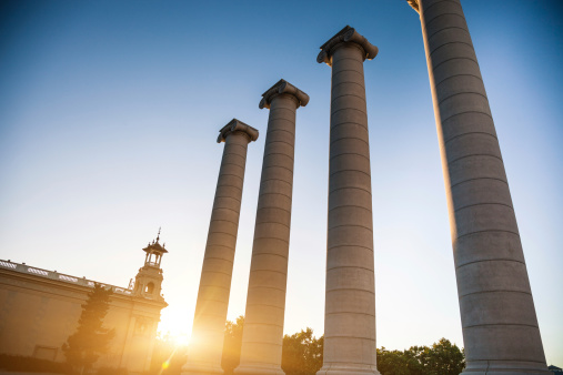 Iconic columns in Barcelona, Spain.