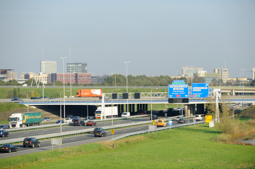 Utrecht, the Netherlands - September 29, 2011: Highway A2, west of the city of Utrecht.