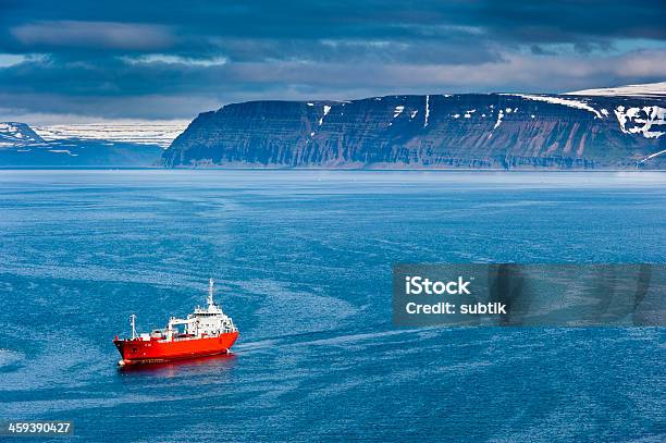 Red Ship On Isafjardardjup Iceland Stock Photo - Download Image Now - Iceland, Isafjordur, Fishing Industry