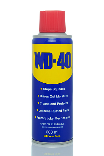 Ankara, Turkey - September 22 2011: WD-40 brand lubricant and rust cleaner. Wolrd\\'s most known chemical for oiling and cleaning. The name WD comes from \\\