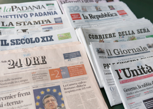 Milan, Italy - September 29, 2011: Close up of the mayor National newspaper in Italy.  In the foreground there is the newspaper \