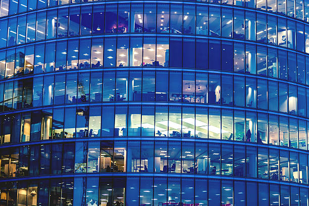 istock Office buildings in the night 459393233