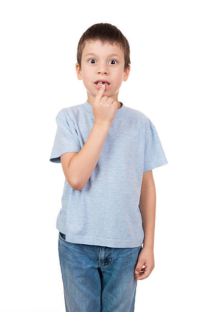 istock Boy portrait with a lost tooth 459393305