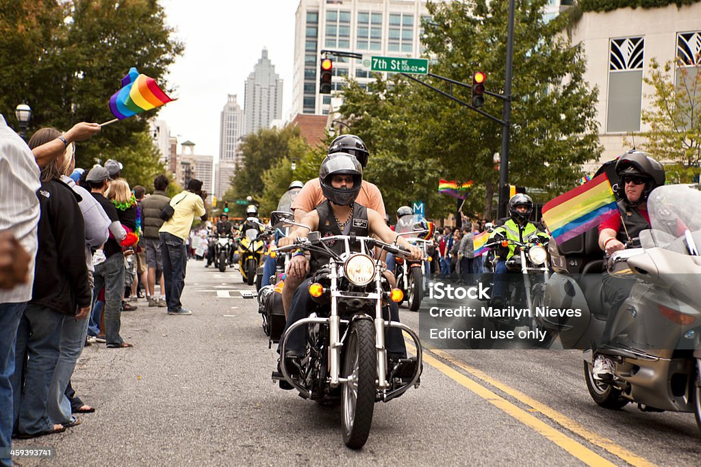 Motocykle w pride parade - Zbiór zdjęć royalty-free (Flaga)