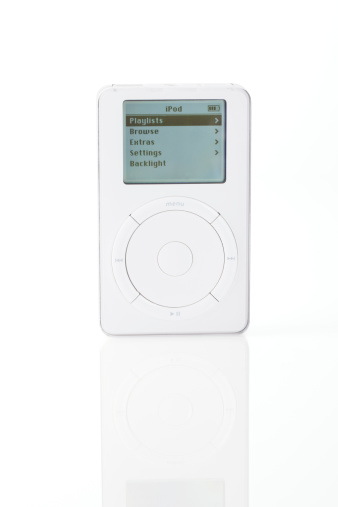 Notre-Dame-De-Lile-Perrot, Canada, October 6, 2011. First Generation iPod (Scroll wheel) with menu on screen, from Apple Inc. USA. Introduced by Apple in October 2001.