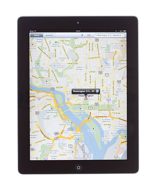 ワシントン d .c . マップに ipad - ipad apple computers note pad touch screen ストックフォトと画像