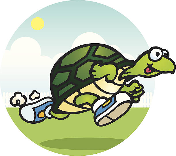 bildbanksillustrationer, clip art samt tecknat material och ikoner med running turtle - happy slowmotion