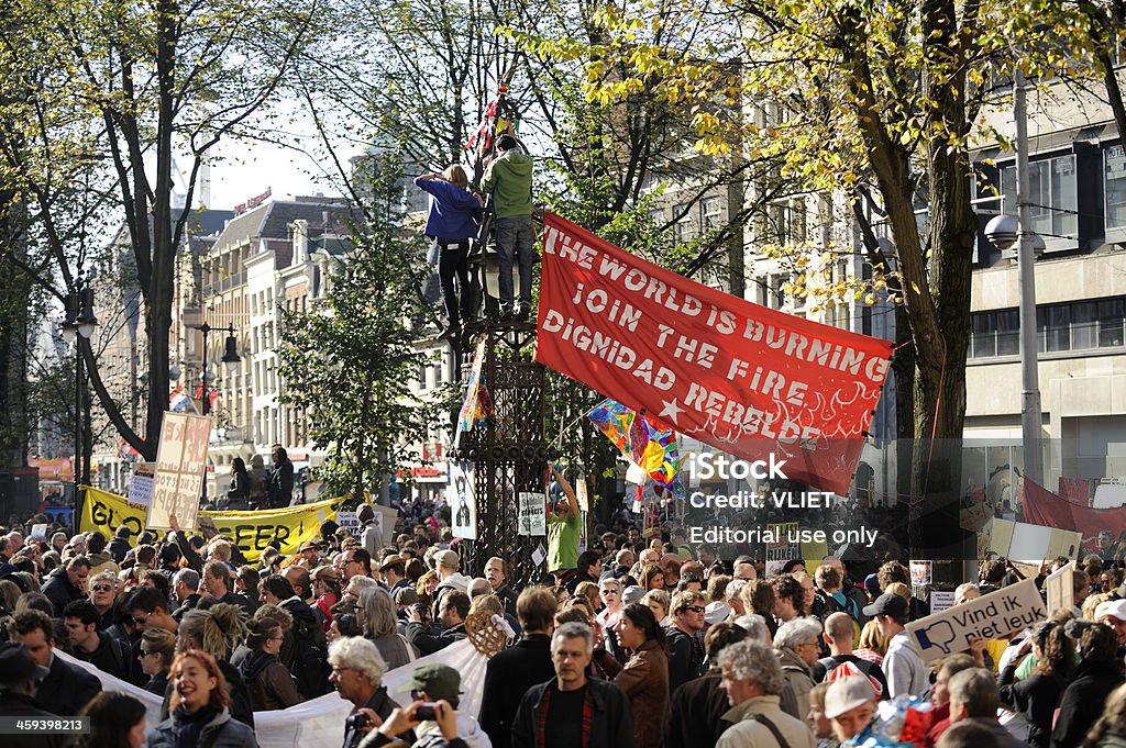 Ocupar Amesterdão pregueado no Beursplein - Royalty-free Protesto Foto de stock