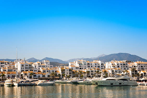 Puerto Banus, Marbella, Spain - April 2, 2010: View of the marina of Puerto Banus in Marbella city, one of the more famous harbor of the Mediterranean sea