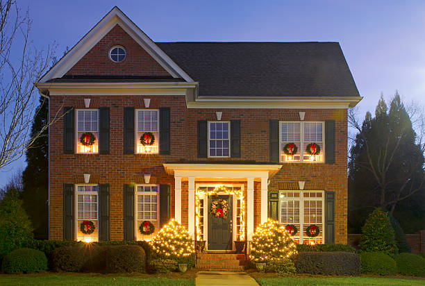 luci di natale - christmas lights wreath christmas blue foto e immagini stock