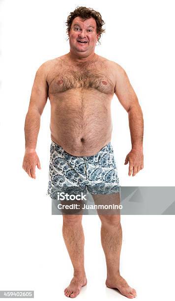 Unhealthy Lifestyle Stock Photo - Download Image Now - Men, Shirtless, Overweight