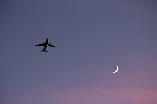 istock Airplane Flying at Sunset, Mid Air Position 459403539
