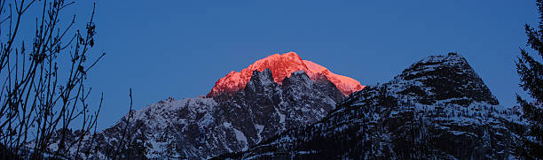 Sunrise at Mont Blanc De Courmayeur stock photo