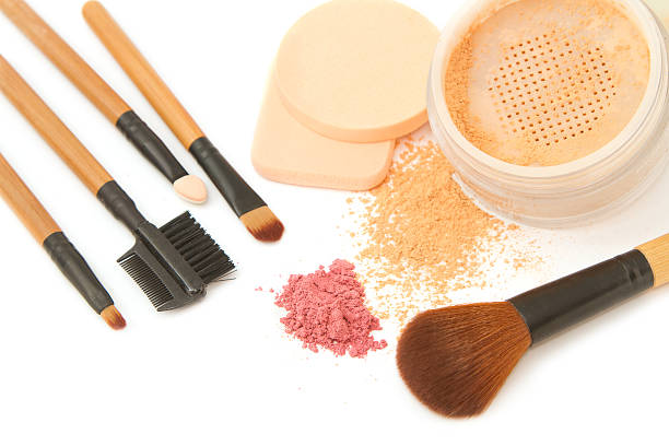 istock Make-up brush set and facial  powder isolated 459419165