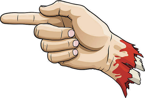 ilustraciones, imágenes clip art, dibujos animados e iconos de stock de cortado mano señalando. - blood on knuckles