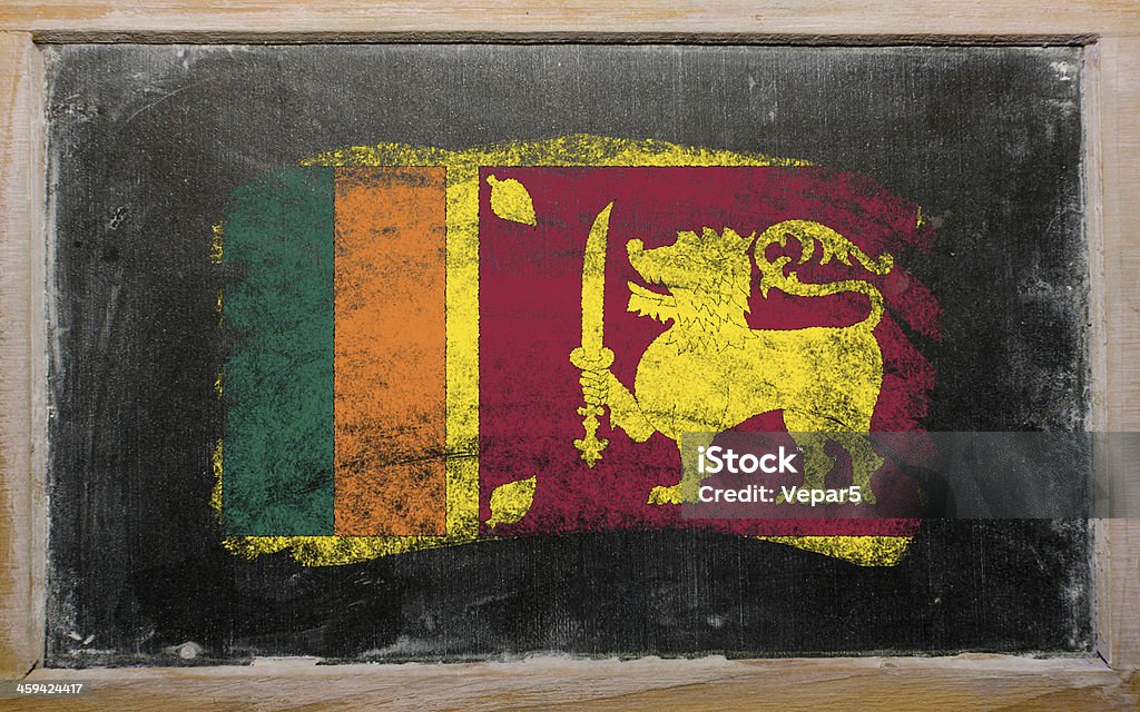 flag of  sri lanka on blackboard painted with chalk Chalky srilankan flag painted with color chalk on old blackboard Backgrounds Stock Photo