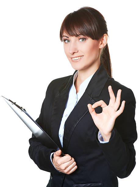 istock Business woman Ok gesture 459425233