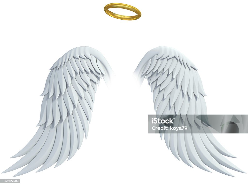 angel design elements - wings and golden halo angel design elements - wings and golden halo isolated on the white background Angel Stock Photo