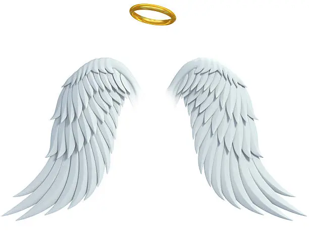 Photo of angel design elements - wings and golden halo