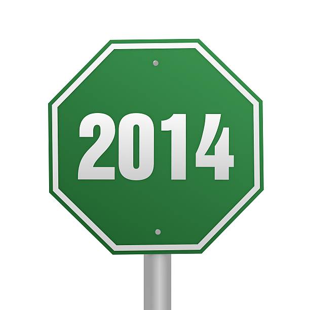 znak drogowy 2014 r. - new years eve new years day 2013 holiday zdjęcia i obrazy z banku zdjęć