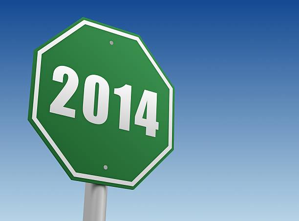 road sign 2014 - new years eve new years day 2013 holiday stock-fotos und bilder