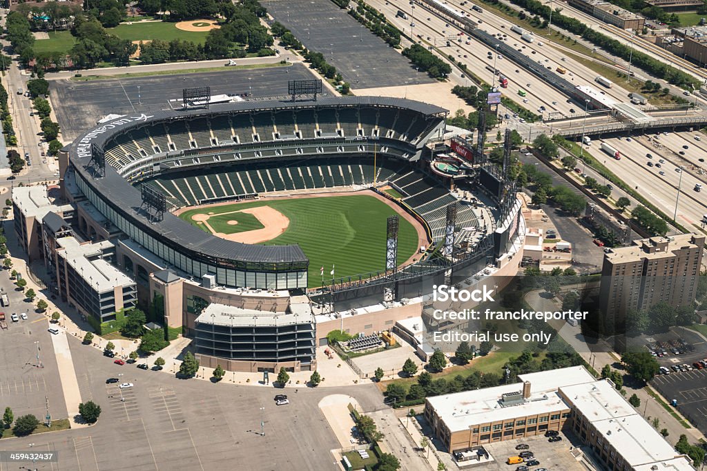 США клеточные поле стадиона Вид с воздуха на Чикаго - Стоковые фото Chicago White Sox роялти-фри