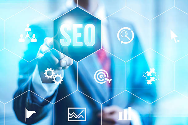istock Photo of a man selecting search optimization 459434789