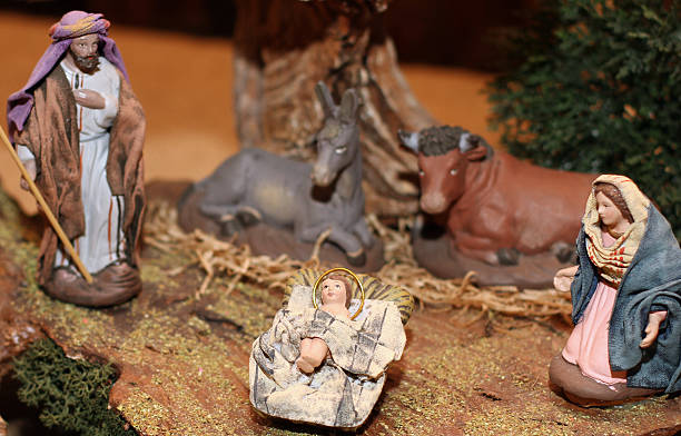 istock Classic Nativity scene  in a manger on Christmas 5 459434919