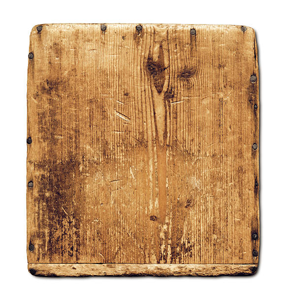 istock Old grunge wood board isolated on white 459435513
