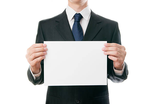 biznesmen trzymając papier - men suit holding human finger zdjęcia i obrazy z banku zdjęć
